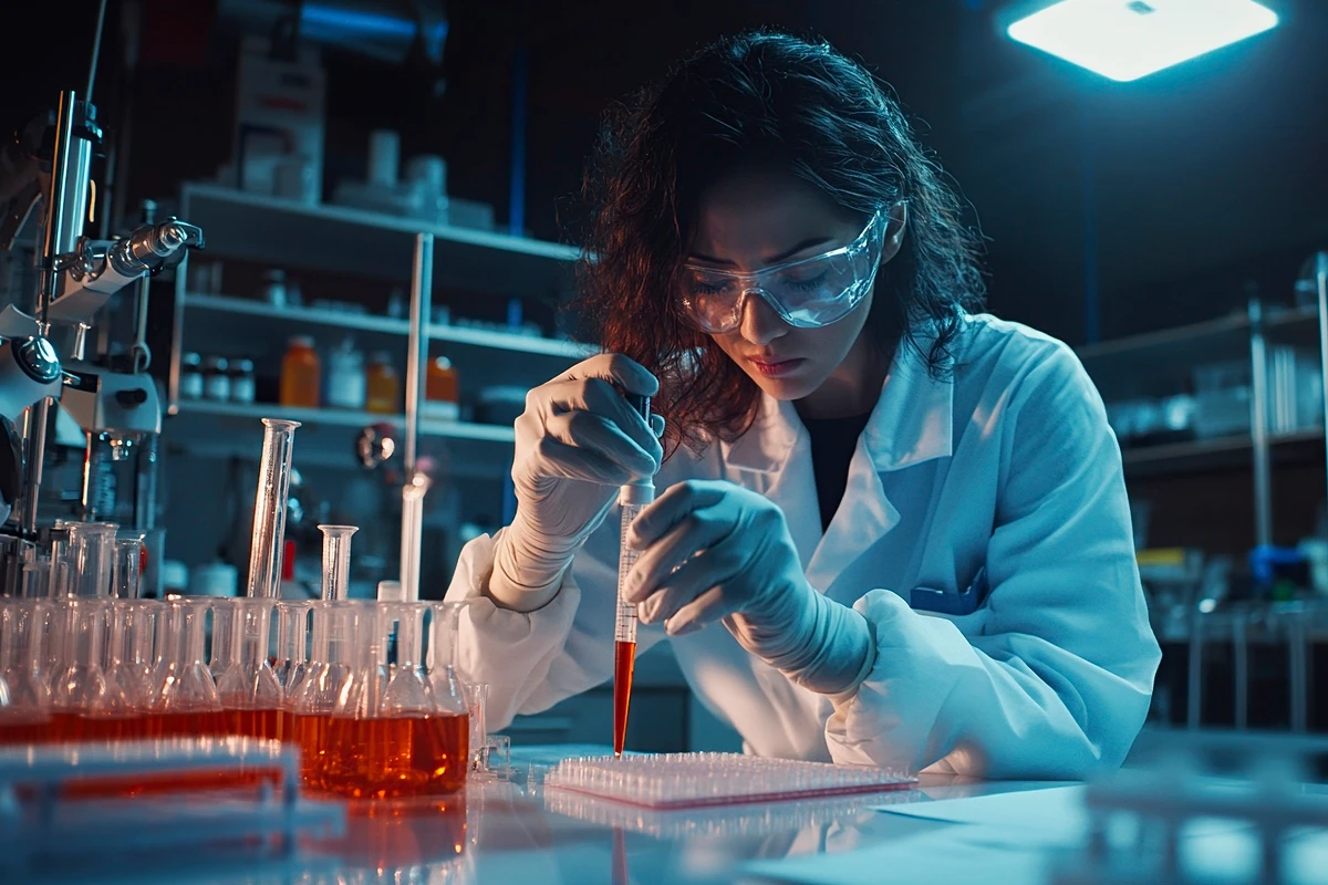 1 de 1 Foto colorida de cientista em laboratório - Saiba quais são os tipos de estudo científi...