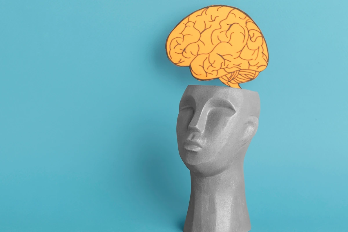 1 de 1 Ilustração colorida com fundo azul de face humano e cérebro em evidência - Metrópoles...