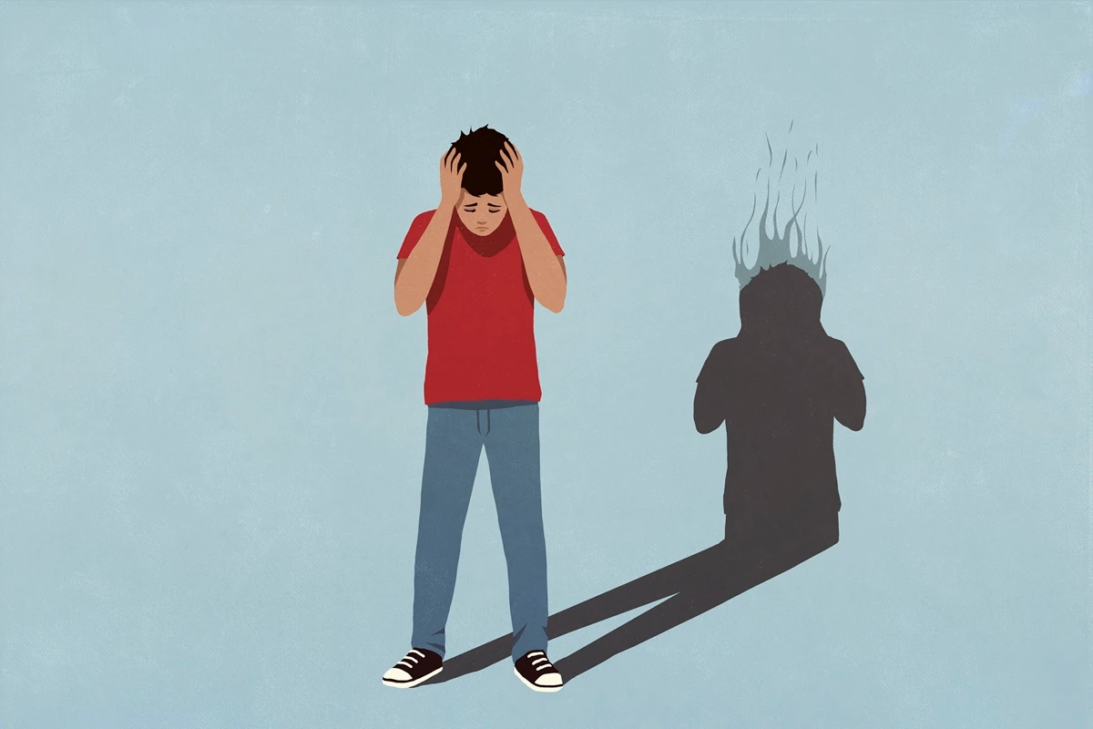 1 de 1 Ilustração colorida mostra menino com transtorno mental - Metrópoles - Foto: Malte Muel...