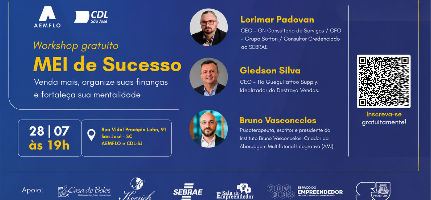 Workshop “MEI de Sucesso” em São José orienta empreendedores sobre vendas, finanças e ment...
