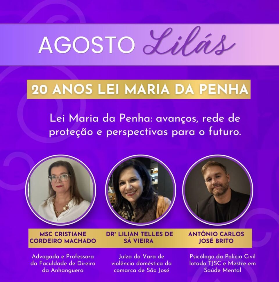 Inscrições abertas para debate, em São José, sobre os 20 anos da Lei Maria da Penha – Prefe...