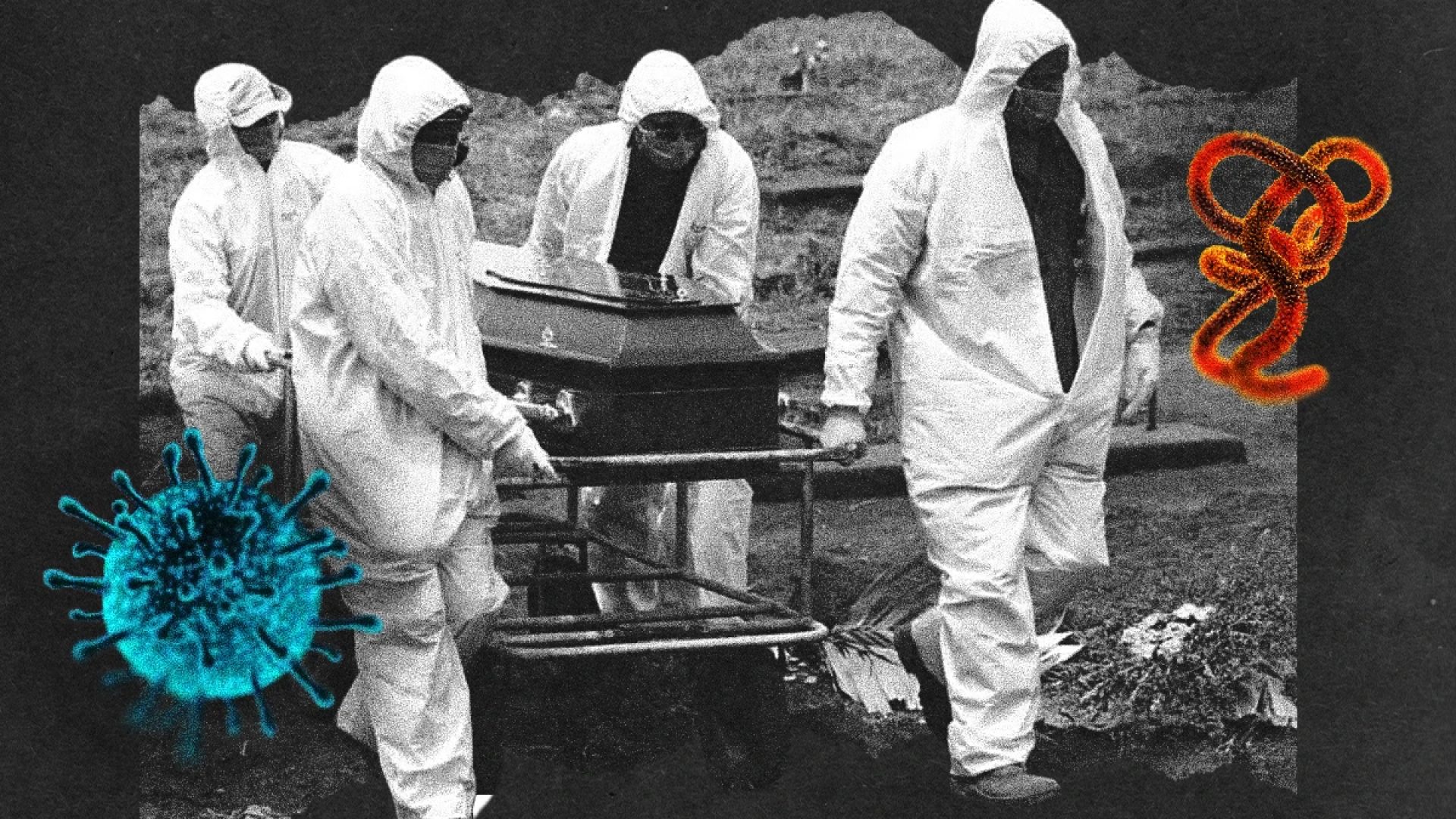 1 de 1 Arte e colagem feita com fotos em preto e branco de pessoas carregando um caixão vestindo...
