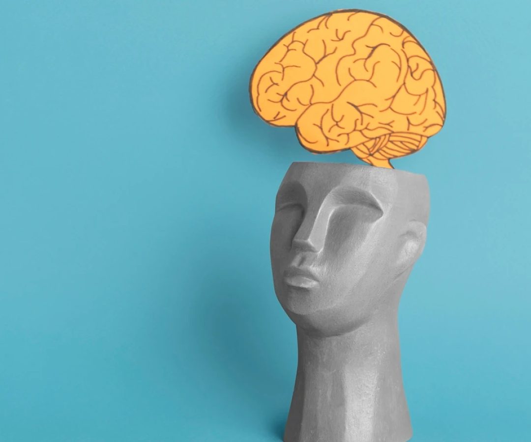 1 de 1 Ilustração colorida com fundo azul de face humano e cérebro em evidência - Metrópoles...