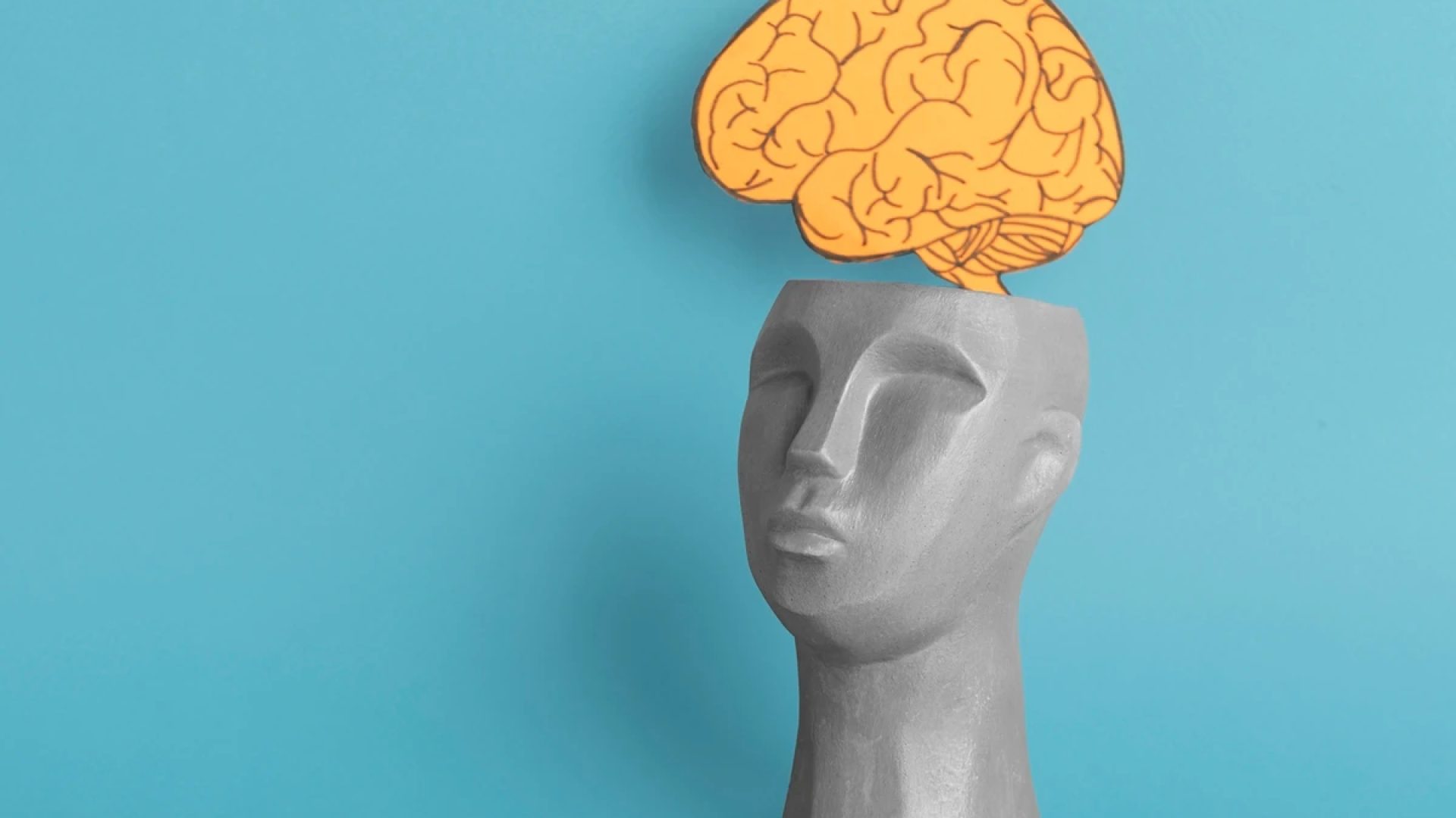 1 de 1 Ilustração colorida com fundo azul de face humano e cérebro em evidência - Metrópoles...